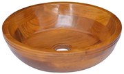 vidaXL Lavatório Φ40x10 cm madeira de teca maciça