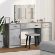 Conjunto de 3 Peças de Mesa de Maquiagem com LEDs em Madeira de Engenharia Cinza Betão