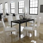 Conjunto de mesa de jantar de 7 peças preto e branco