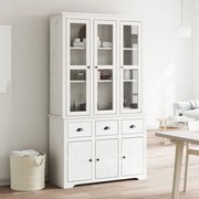 vidaXL Aparador alto BODO 115,5x43x200,5 cm pinho maciço branco