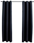 vidaXL Cortinas Blackout com Argolas 2 peças Tecido Preto 97x213 cm