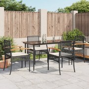vidaXL 5 pcs conjunto de jantar p/ jardim c/ almofadões vime PE preto