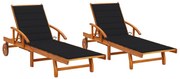 vidaXL Espreguiçadeiras com almofadões 2 pcs madeira de acácia maciça