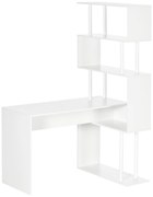 HOMCOM Secretária de Canto Secretária de Computador em Forma de L com Prateleiras de 4 Níveis em Madeira 120x80x176 cm Branco | Aosom Portugal