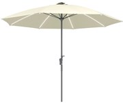 Outsunny Chapéu de Sol Jardim Luzes LED Ø300x256 cm Manivela Proteção UV50+ Mastro Alumínio Resistente Creme | Aosom Portugal