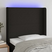 Cabeceira de cama c/ luzes LED tecido 93x16x118/128 cm preto