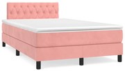 vidaXL Cama box spring c/ colchão luzes e LED 120x190 cm veludo rosa