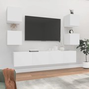 Conjunto móveis de TV 6 pcs madeira processada branco