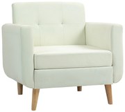 HOMCOM Poltrona Sala de Estar Moderna com Apoio para os Braços e Pés de Madeira Carga 125 kg 78x70x75 cm Creme | Aosom Portugal