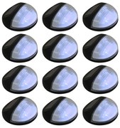 Candeeiro de parede solar LED de exterior 12 pcs preto redondo