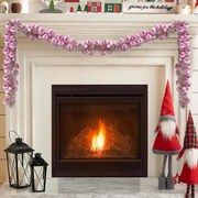 vidaXL Guirlanda de Bolas de Natal Rosa 186 cm Poliestireno