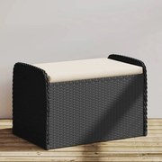 vidaXL Banco de arrumação com almofadão 80x51x52 cm vime PE preto