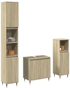 vidaXL 3 pcs conj. móveis casa banho derivados madeira carvalho sonoma