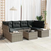 vidaXL Conjunto de Sofá de Jardim 7 Peças com Almofadas Rattan Cinza