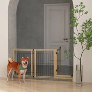 Barreira de Segurança para Cães Extensível de 2 Painéis e Pés de Apoio Triangular 112-159x44x70 cm Madeira