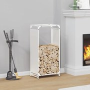 vidaXL Suporte para lenha 44x28x90 cm aço laminado a frio branco