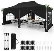 Gazebo pop-up com 6 paredes laterais e entradas com zíper, gazebo portátil instantâneo para festas e piqueniques, 3 x 6 m, verde