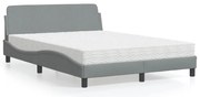 vidaXL Cama com colchão 120x200 cm tecido cinza-claro