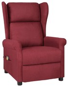 vidaXL Poltrona de massagens elétrica reclinável tecido vermelho tinto