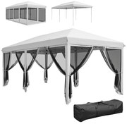 Outsunny Tenda Dobrável 585x295x270 cm Tenda de Jardim com 6 Mosquiteiros Bolsa de Transporte e Estrutura de Aço Cinza | Aosom Portugal