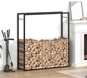 350310 vidaXL Suporte para lenha 110x28x116 cm aço preto mate