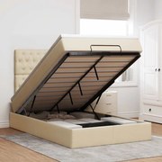vidaXL Estrutura de cama otomana com colchão tecido creme 120x200cm