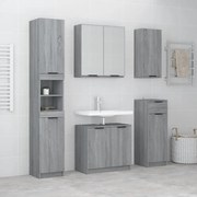 vidaXL 5 pcs conj. armário casa de banho madeira proces. sonoma cinza