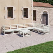 8 pcs conjunto lounge de jardim pinho sólido branco