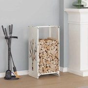 vidaXL Suporte para lenha 40x30x80 cm aço laminado a frio branco