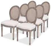 vidaXL Cadeiras de jantar 6 pcs tecido cor creme
