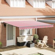 vidaXL Toldo Retrátil Vermelho e branco 400 × 300 cm tecido