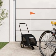 vidaXL Reboque bicicleta p/ animais tecido oxford/ferro preto