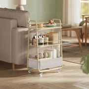 Carrinho cozinha com cesto de tecido 43 x 30 x 81 cm bege natural-branco creme