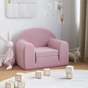 vidaXL Sofá-cama infantil de pelúcia rosa
