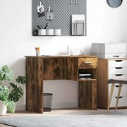 vidaXL Mesa com Armazenamento Carvalho Fumado 90x49.5x75 cm Madeira Engenheirada