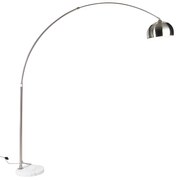 Candeeiro de pé em arco de aço com base em mármore branco e cúpula em aço - Arc XXL Moderno