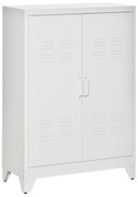 HOMCOM Armário de Metal de Armazenamento com Dupla Porta 2 Prateleiras com Altura Ajustável Armário para Escritório 75x33x110 cm Branco | Aosom Portugal