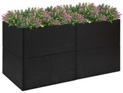 vidaXL Vaso/floreira de jardim 157x80x80 cm vime PE preto