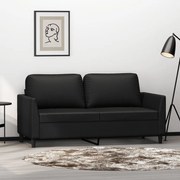 vidaXL Sofá de 2 lugares 140 cm couro artificial preto