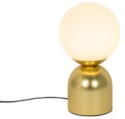 Candeeiro de mesa Hotel Chic dourado com vidro opalino - Pallon Trend Chique de hotel