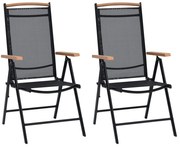 vidaXL Cadeiras de jardim dobráveis 2 pcs alumínio e textilene preto