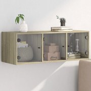 vidaXL Armário de parede c/ portas vidro 102x37x35 cm carvalho sonoma