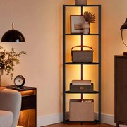 Estante de canto com 5 níveis com iluminação LED 24,8 x 48 x 146,6 cm preto