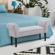 Banquinho Pé de Cama Cinza com Braços Forrada tipo Banco de Madeira para Quarto Sala Entrada Carga 130kg- 102x31x51cm