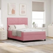 Cama Box Spring com Colchão Rosa 140x190 cm Veludo