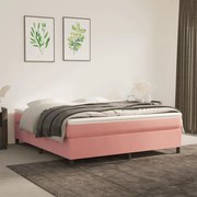 Estrutura de cama com molas 160x200 cm veludo rosa