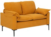 HOMCOM Sofá de 2 Lugares Revestido em Veludo Sofá Moderno com Pés de Metal Apoios de Braços Acolchoados 130x77x84 cm Amarelo Mostarda | Aosom Portugal