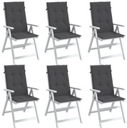vidaXL Almofadões para cadeiras altas 6 pcs mesclado tecido antracite
