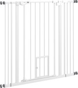 PawHut Barreira de Segurança para Cães com Porta Pequena e Duplo Bloqueio 74-101 cm Branco | Aosom Portugal