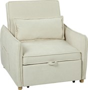 HOMCOM Poltrona-cama 3 em 1 conversível com função cama, almofada lombar, para sala de estar, creme | Aosom Portugal